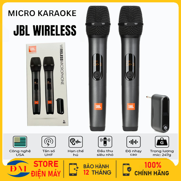 Micro Không Dây JBL Wireless Micas 2 Micro Độ Nhạy Cao Bắt Sóng Xa Dễ Dàng Thiết Kế Nhỏ gọn Chất Âm Sáng Hút Âm Tốt Chống Hú Tốt .Phối Ghép Với Nhiều Thiết Bị Karaoke Vang cơ Âm Ly Loa Di Động Loa Kéo