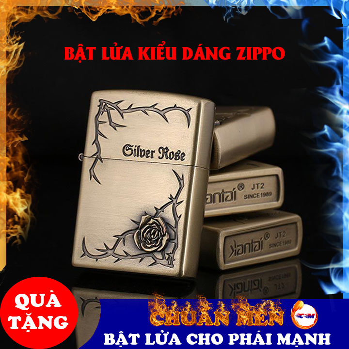 Bật lửa xăng đá zippo kiểu dáng cổ điển chất liệu kim loại sang trọng, độc lạ & độc đáo - GD0078