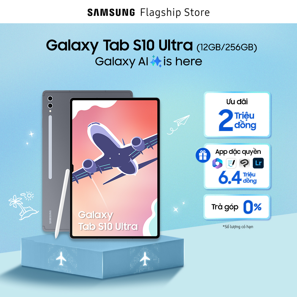 Máy tính bảng Samsung Galaxy Tab S10 Ultra, Galaxy AI, mỏng nhẹ nhất, trợ lý note, S Pen đa nhiệm