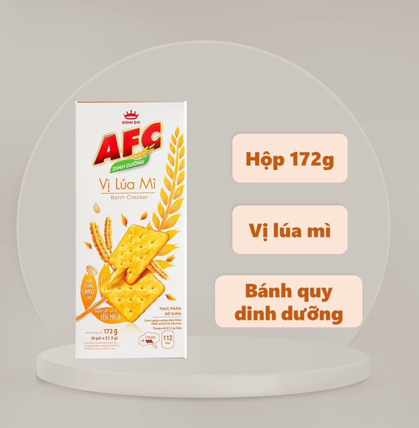 [Hộp 172g] Bánh AFC dinh dưỡng vị lúa mì (8 x 21.5g)