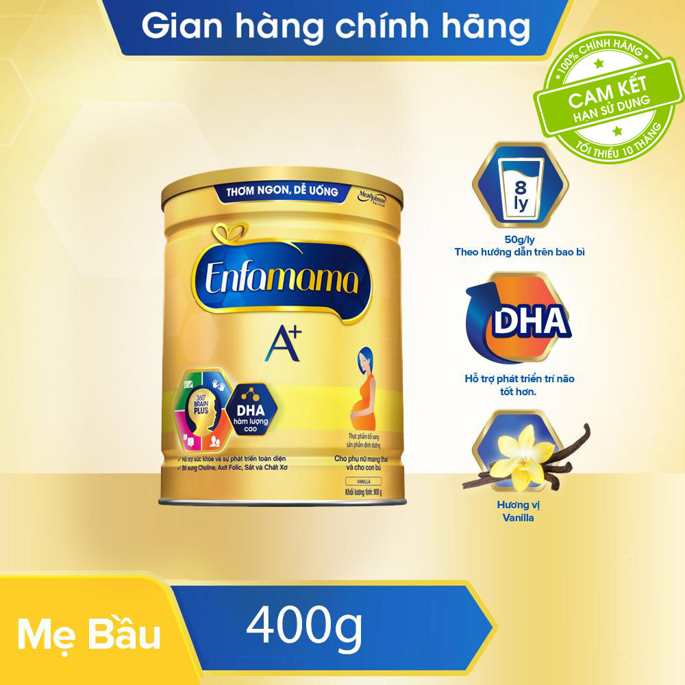 [Chỉ 0-2H 03.03 SINH NHẬT HOÀNH TRÁNG GIẢM THÊM 80K] Sữa bầu Enfamama A+ hương Vani 400g-Cam kết HSD còn ít nhất 10 tháng-hỗ trợ sức khỏe và sự phát triển toàn diện
