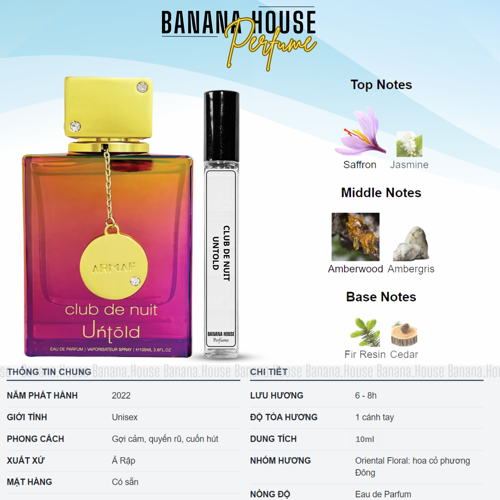 Mẫu thử 10ml nước hoa unisex club de nuit untold edp nhân tố đặc biệt