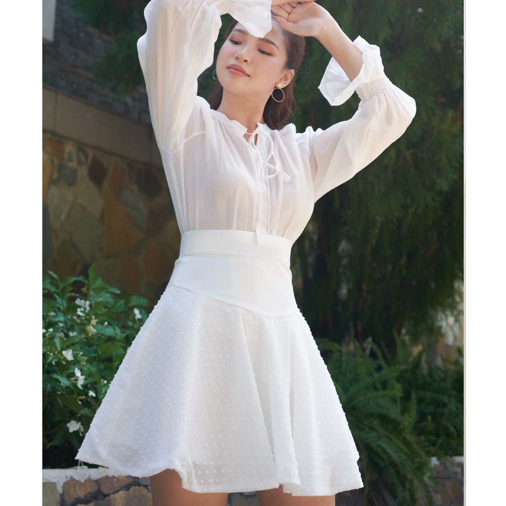 Des fleurs - chân váy cạp cao tôn eo julianna high-waisted polka dot tulle skirt