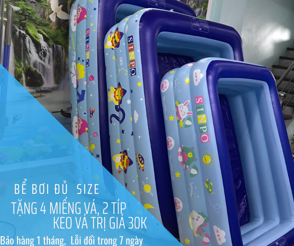 Bể bơi, bể bơi phao, bể bơi cho bé, đồ kèm bơm điện, tặng thêm 4 miếng vá 2 típ keo vá