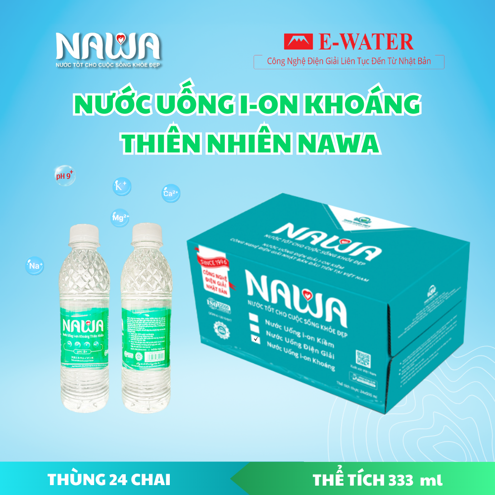 Nước uống ion khoáng thiên nhiên NAWA 333ml - MẪU CHAI 2023
