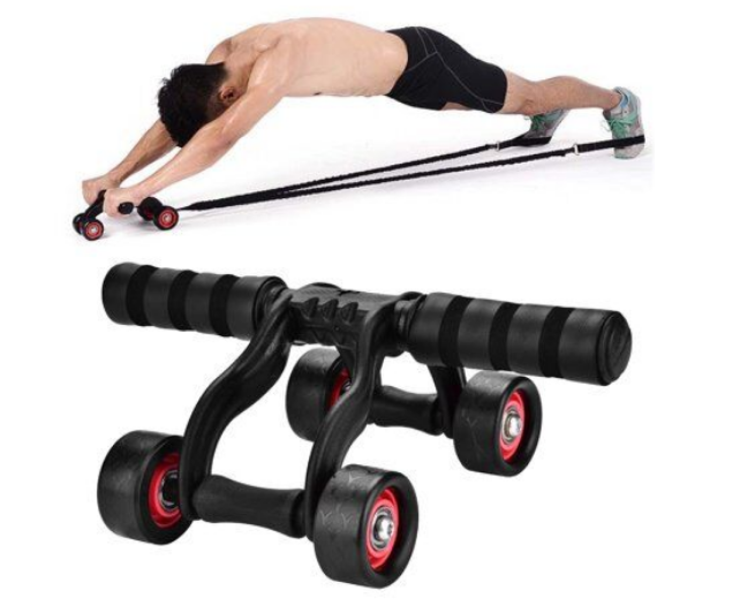 Con lăn tập bụng 4 bánh gym tại nhà tặng đệm gối, dụng cụ tập cơ bụng đa năng cao cấp FITEZY HCM