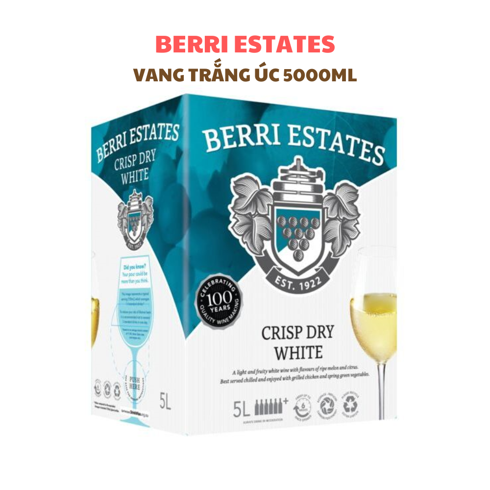 Vang bịch Berri Estates Trắng 5L