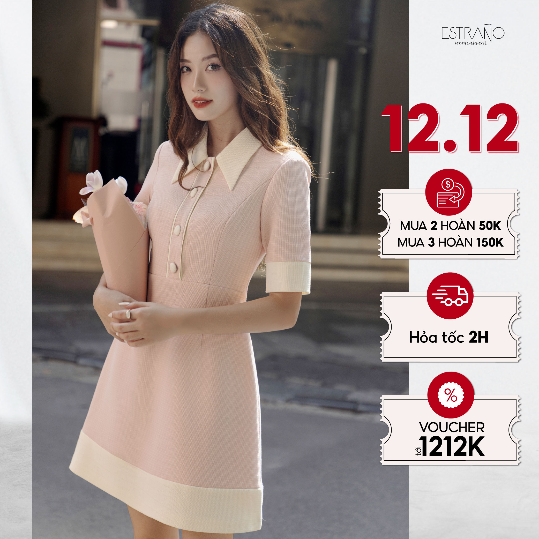 Váy thiết kế cài khuy dáng chữ a sang chảnh - queeny dress by estrano