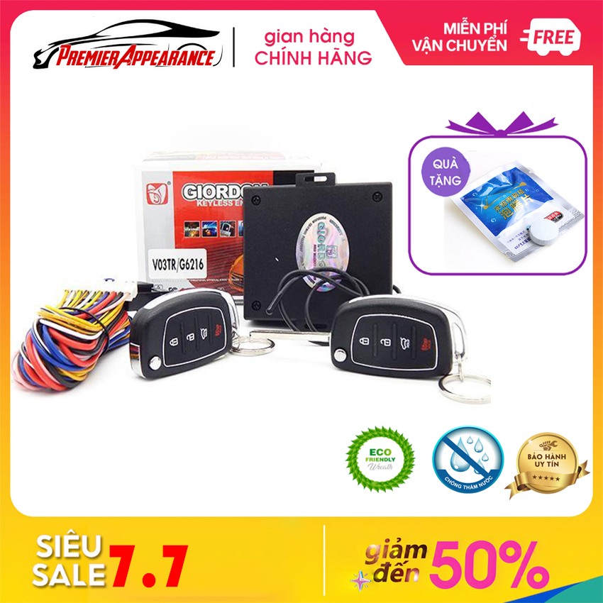 Bộ Khiển Đóng Mở Cửa Từ Xa Giordon V03TR/G6216 Cho Xe Hơi, Điều Khiển Đóng Mở Cửa Ô Tô Sử Dụng Điện 12V, Chất Liệu Cao Cấp, Bộ 2 Khóa, Phạm Vi 100m