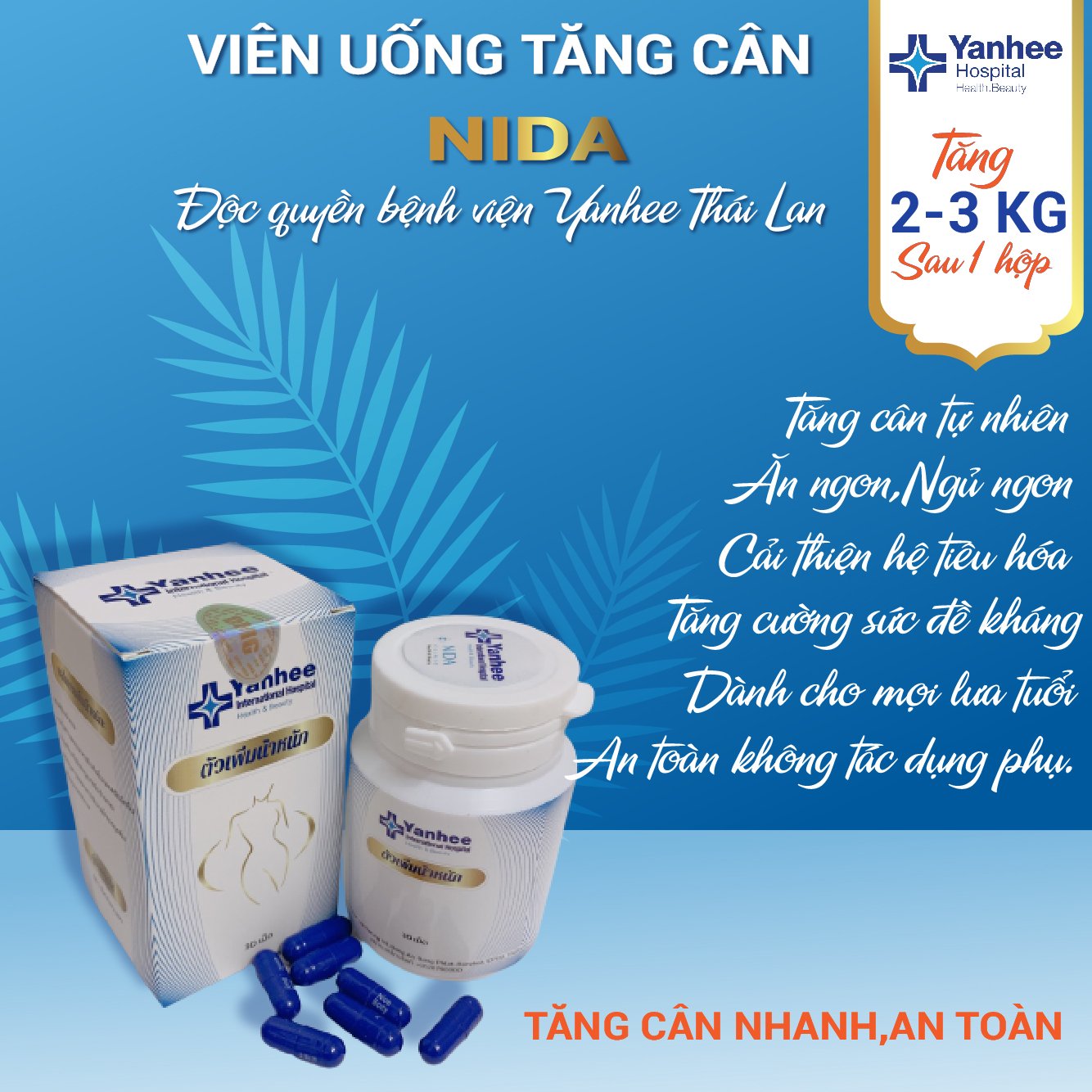 Viên uống tăng cân NiDa Thái lan,tăng cân cho người gầy,tăng cân,tăng cân cho người gầy lâu năm