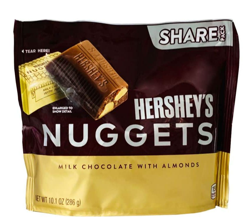 Socola sữa hạnh nhân Hershey's Nuggets Milk Chocolate with Almonds gói 286gr Mỹ