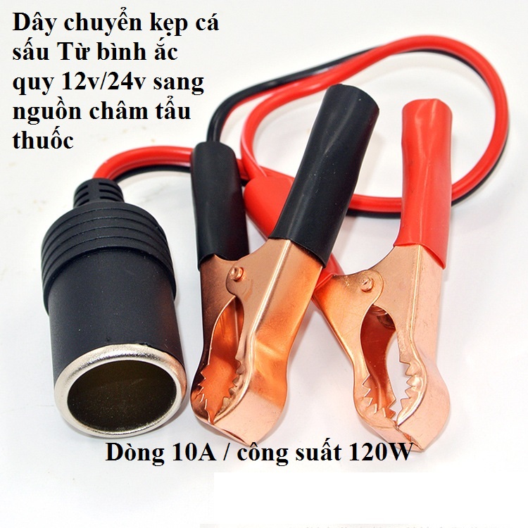 Cáp chuyển kẹp chì Ắc quy sang tẩu 12v ôtô