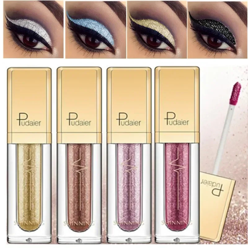 Phấn mắt dạng lỏng mới, chống nước, sắc tố lấp lánh, màu tím và vàng kim loại, gel làm đẹp cho phụ nữ, kem phấn mắt 18 màu