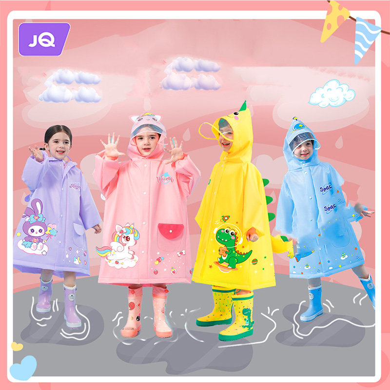 JOYNCLEON Áo mưa trẻ em mới cặp sách lớn Poncho dày dài không thấm nước mẫu giáo ao mua cho trẻ em Áo mưa dễ thương cho bé gái,Baby Poncho