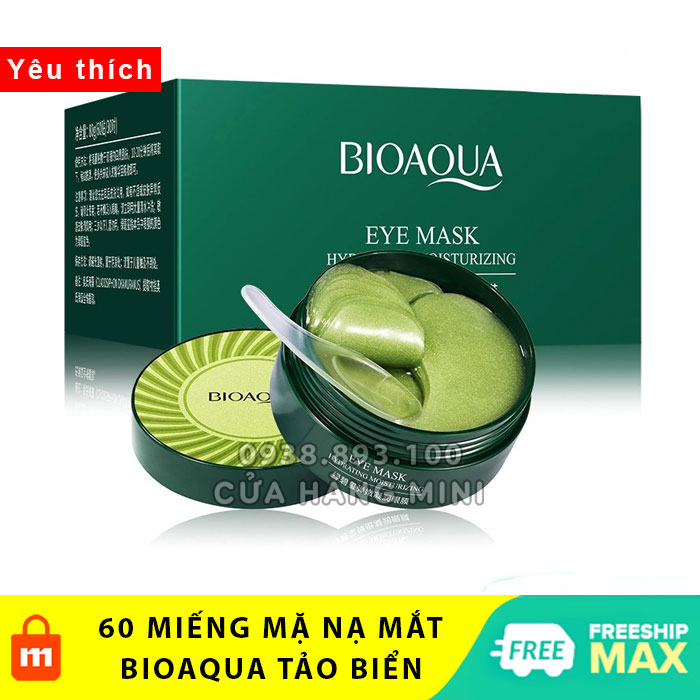 【FREESHIP】 Mặt Nạ Dưỡng Mắt Mờ Thâm Quầng Mask Mắt Bioaqua Tảo Biển Màu Xanh (60 Miếng)