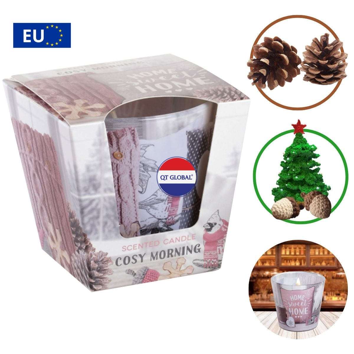 Ly nến thơm Bartek Candles 115g Warm & Cosy Home - hương thông, len, thơm phòng, hỗ trợ khử mùi (giao mẫu ngẫu nhiên)