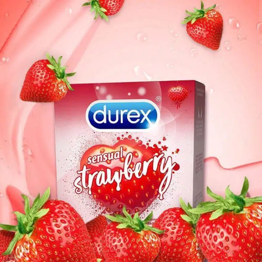 Bao cao su Durex Hương Dâu Sensual Strawberry (size 53mm, 3 bao/hộp)