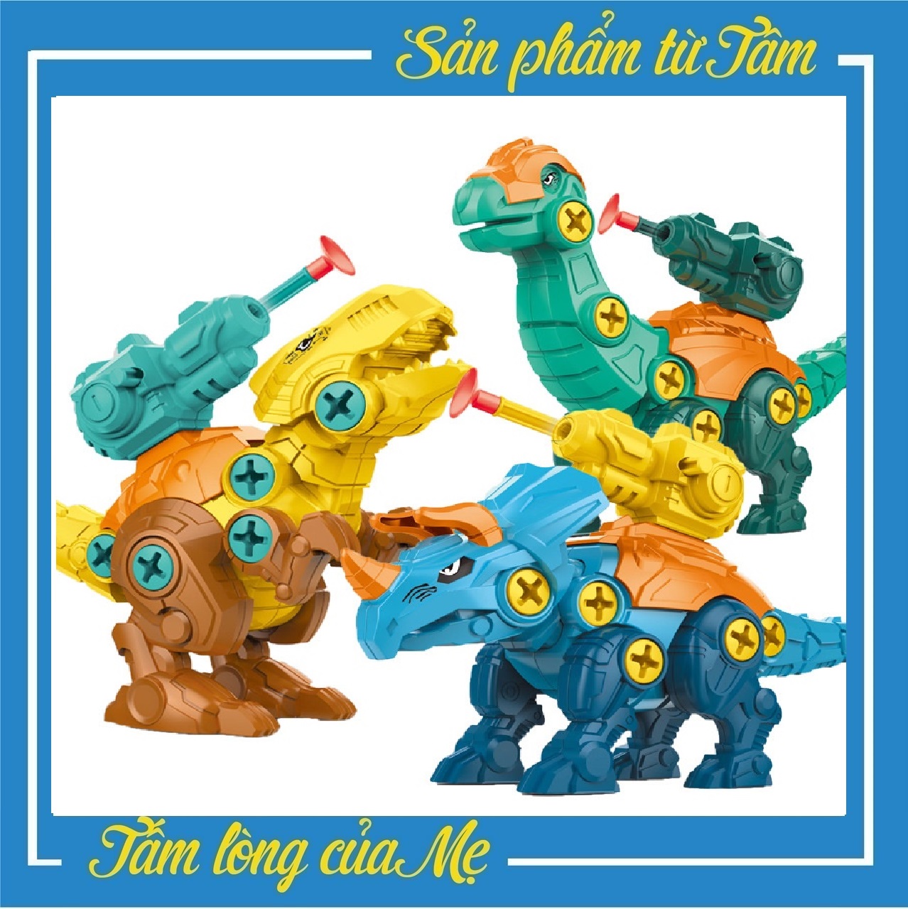 Bộ 3 khủng long lắp ráp đồ chơi khủng long có bắn đạn cho bé đồ chơi lắp ráp mô hình
