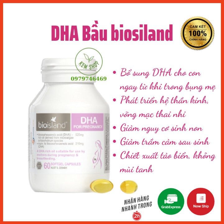 DHA bầu Bio Island 60 viên Úc - DHA for Pregnancy, dành cho mẹ sắp bầu, đang bầu và sau sinh