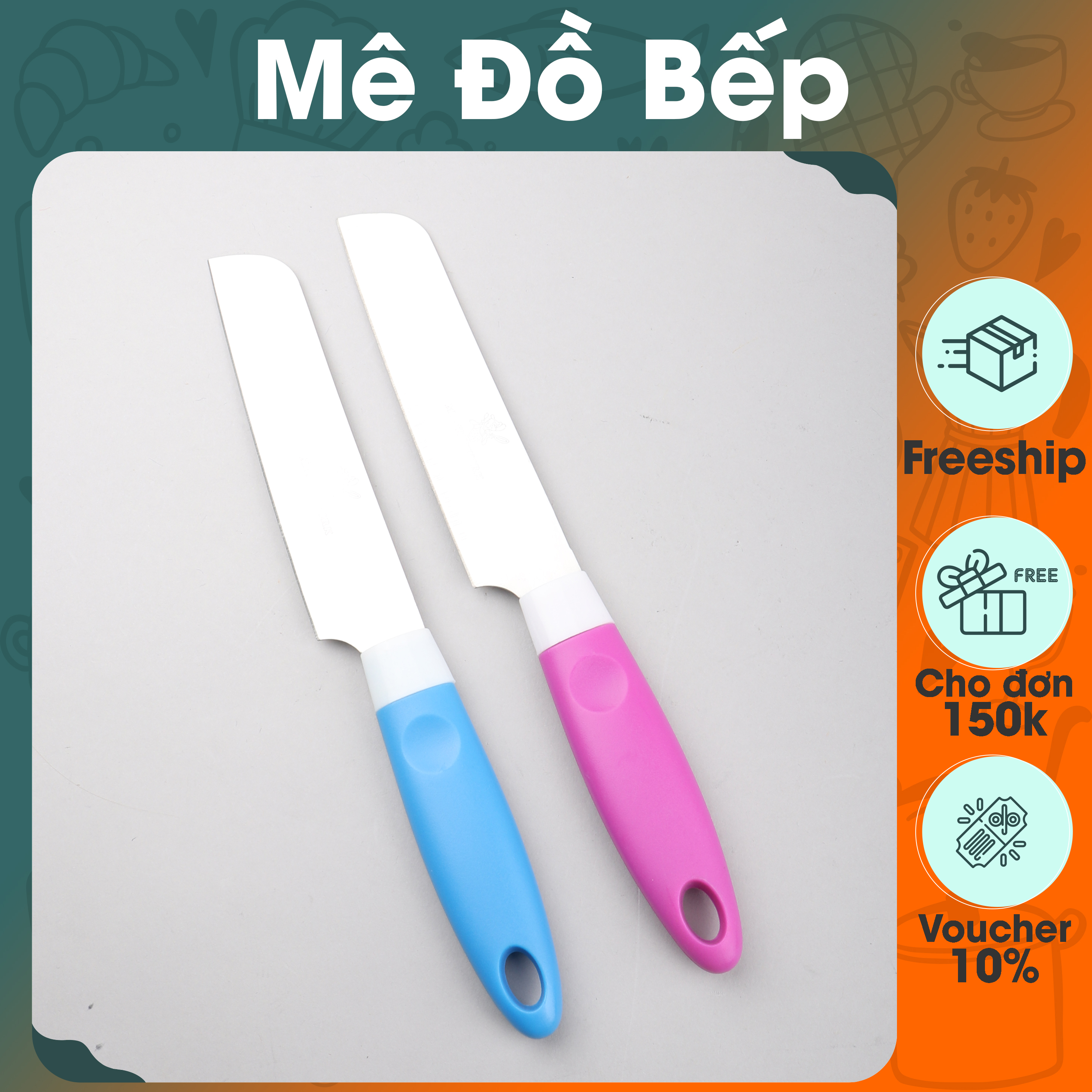 Dao gọt trái cây inox Bam House cán nhựa nhiều màu cao cấp DNM01 - Gia dụng bếp