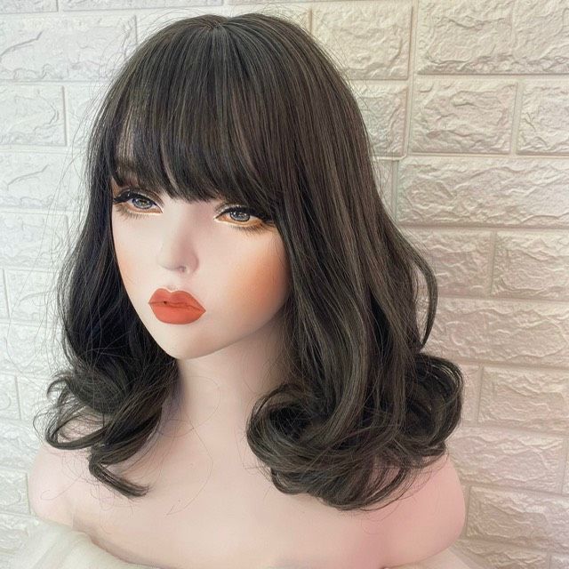 Tóc giả nữ cả đầu 🥰FREESHIP🥰 -Tóc giả nguyên đầu xoăn ngắn xám lạnh