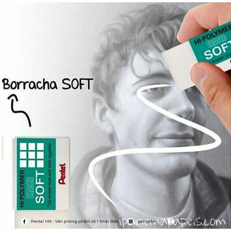 Tẩy chì siêu sạch cao cấp pentel soft hi-polymer zes | tẩy sạch, ít bụi, ít độc hại