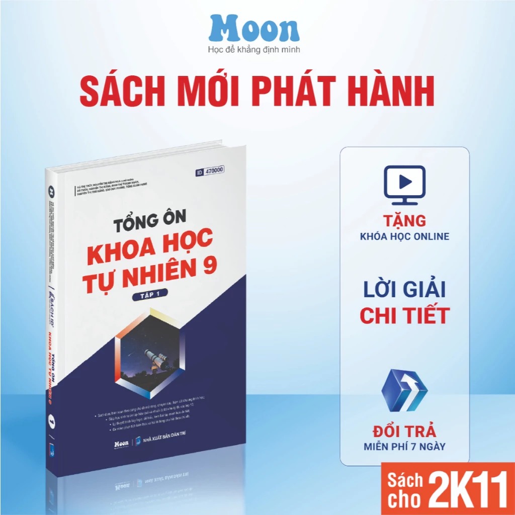  Sách Tổng ôn khoa học tự nhiên lớp 9 chương trình mới cho 2k11 ôn thi vào 10 Moonbook 