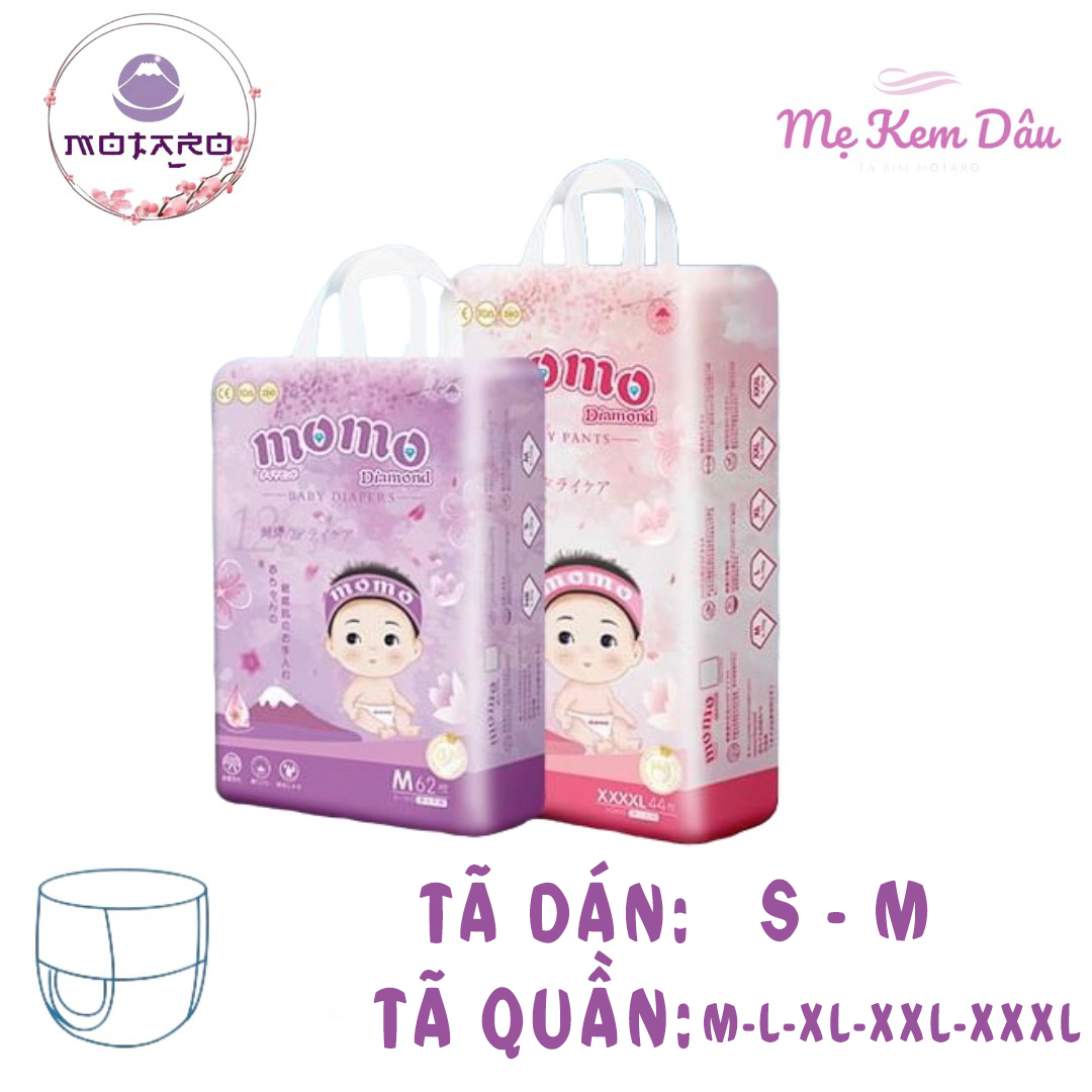 Bỉm tã dán / quần momo diamond chính hãng - size dáns64/m62 quần m60/l54/xl50/xxl48/xxxl46