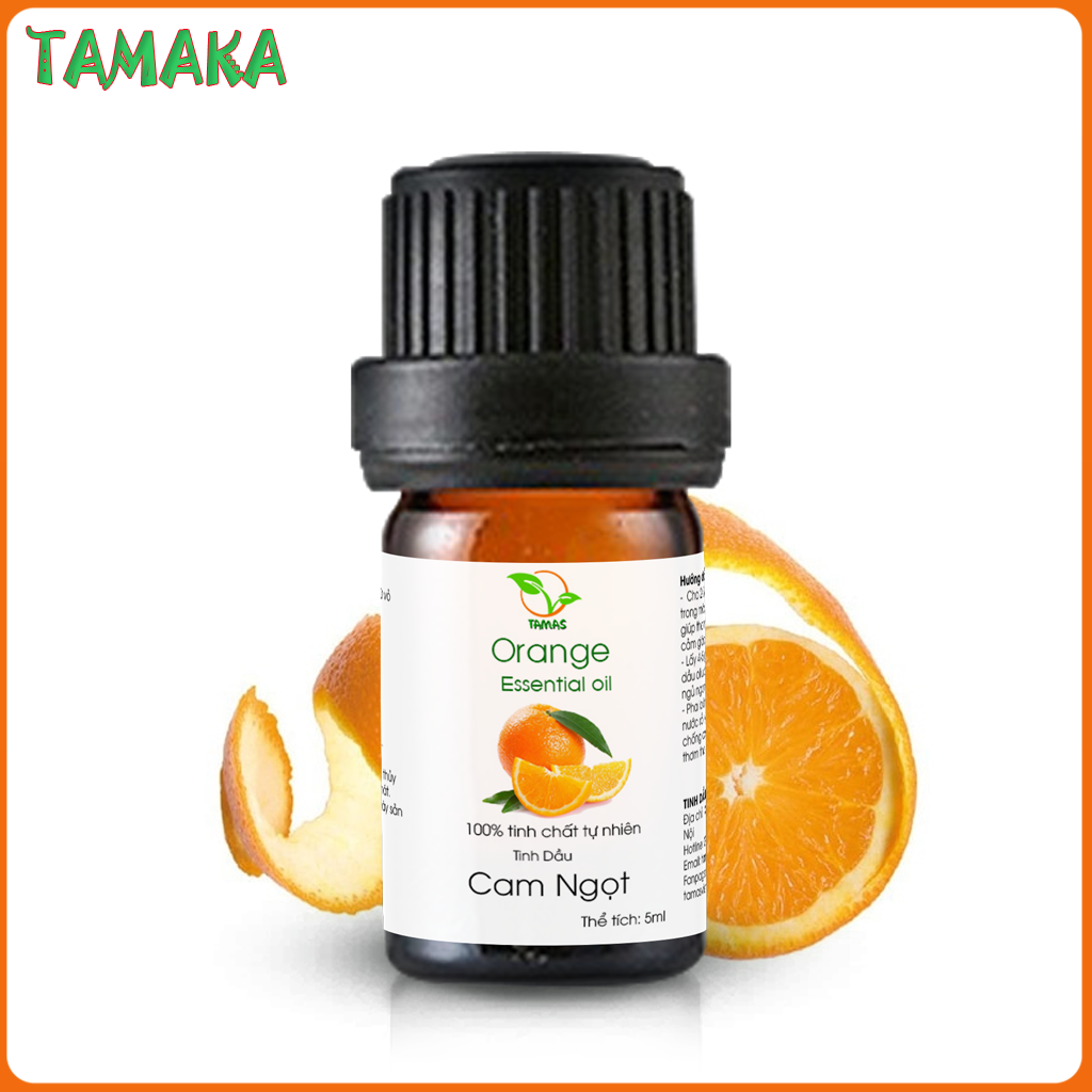 TAMAKA- Tinh dầu Cam Ngọt nguyên chất chai 5ml, tinh dầu làm thơm phòng, xịt thơm xe, giúp kháng khuẩn, khử mùi, thanh lọc không khí,giải tỏa stress, hỗ trợ miễn dịch, chống ôxy hóa, làm đẹp da,...