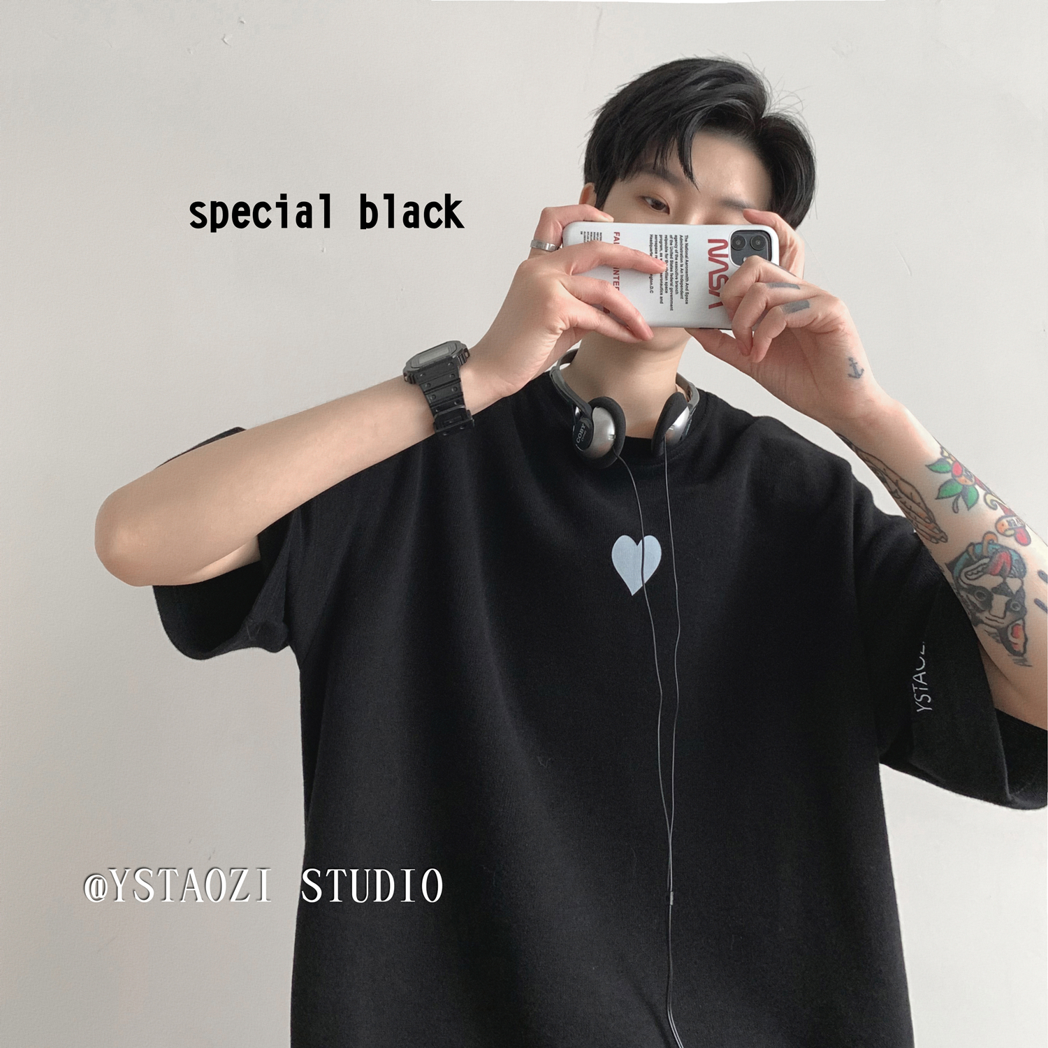 Áo thun unisex j127 tay lỡ form rộng heat nam nữ basic tee đủ size