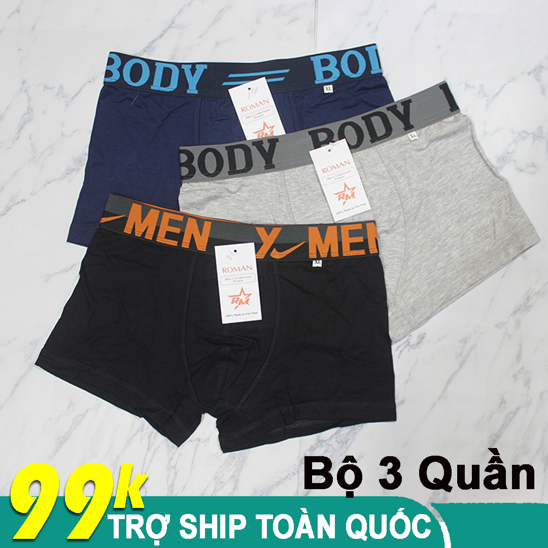 [HCM]COMBO 3 QUẦN SỊP ĐÙI QUẦN LÓT BOXER NAM CAO CẤP COTTON CO GIÃN TỐT ÔM SÁT MÔNG ĐÙI