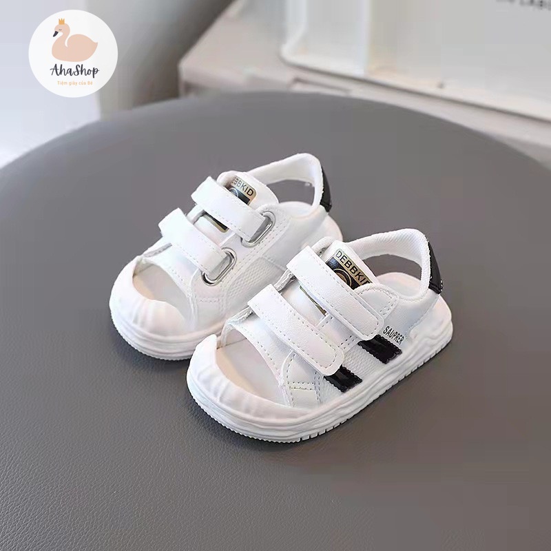 Ảnh thật sandal giày thể thao 2 sọc quai dán cho bé yêu từ 0-3 tuổi k004