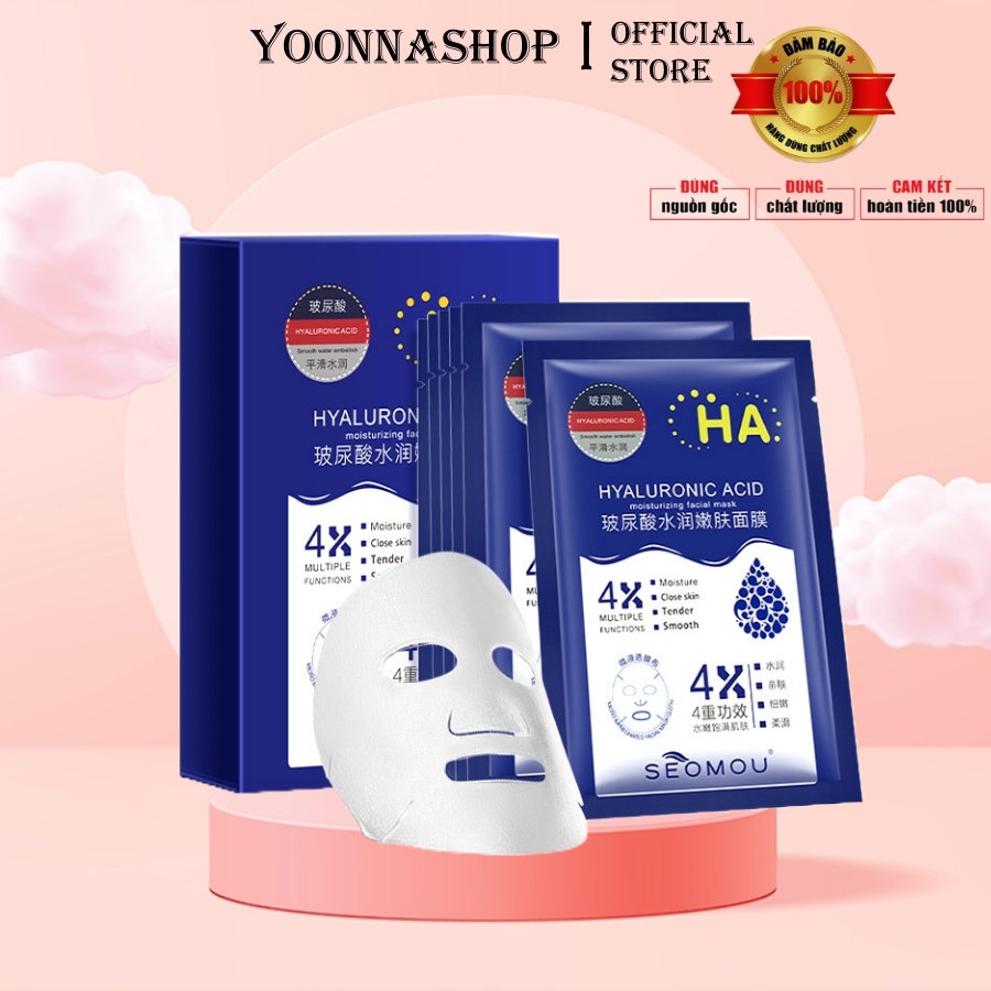 GIẢM 5% ĐƠN 129K Hộp 5 cái Mặt Nạ Dưỡng Ẩm Trắng Da HA SEOMOU Hyaluronic Acid Da mịn mướt và mềm mại như baby A109