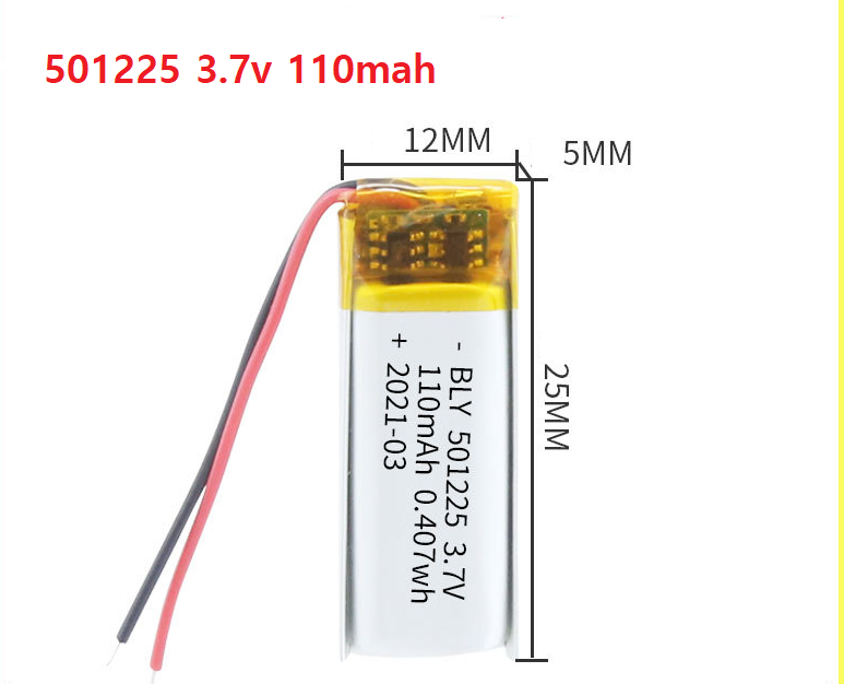 Pin Sạc Lithium Polymer 3.7V 110mah 501225 Cho tai nghe,loa Mp3 MP4 MP5 GPS PSP Bluetooth hàng mới