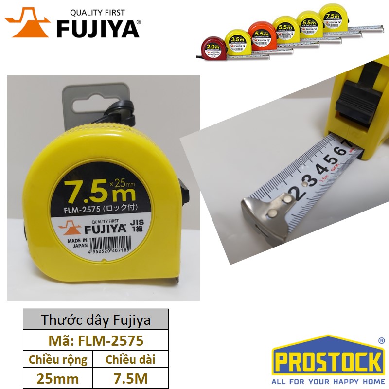 Thước dây- thước cuộn 25mm 7.5m fujiya flm-2575- made in japan