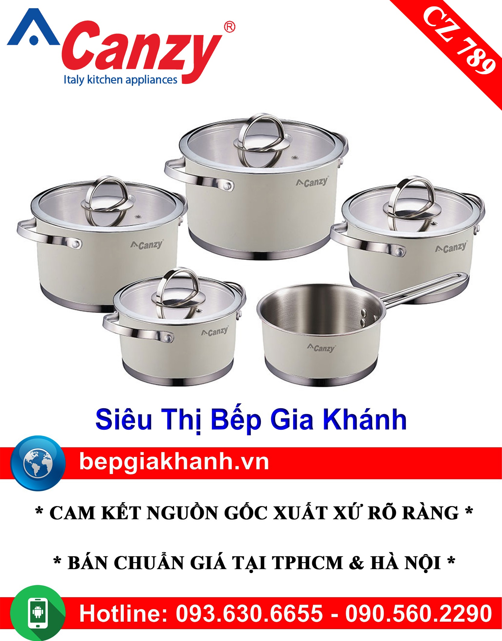 Bộ nồi từ cao cấp Canzy Diamond CZ 789 bộ nồi bếp từ bộ nồi đáy từ bộ nồi điện từ bộ nồi chảo từ bộ nồi từ bộ nồi bếp từ elo bộ nồi bếp từ elmich bộ nồi inox bộ nồi sunhouse
