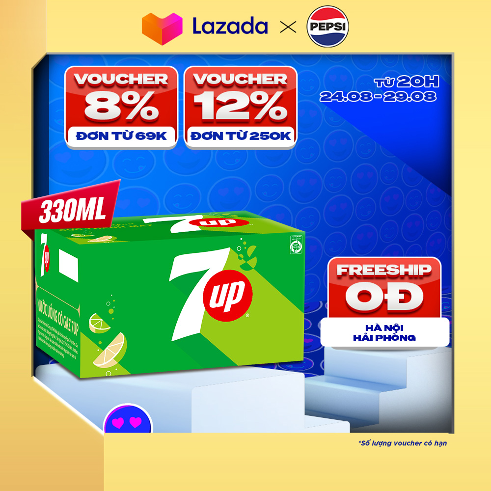 Thùng 24 chai nước nước ngọt có gaz 7up