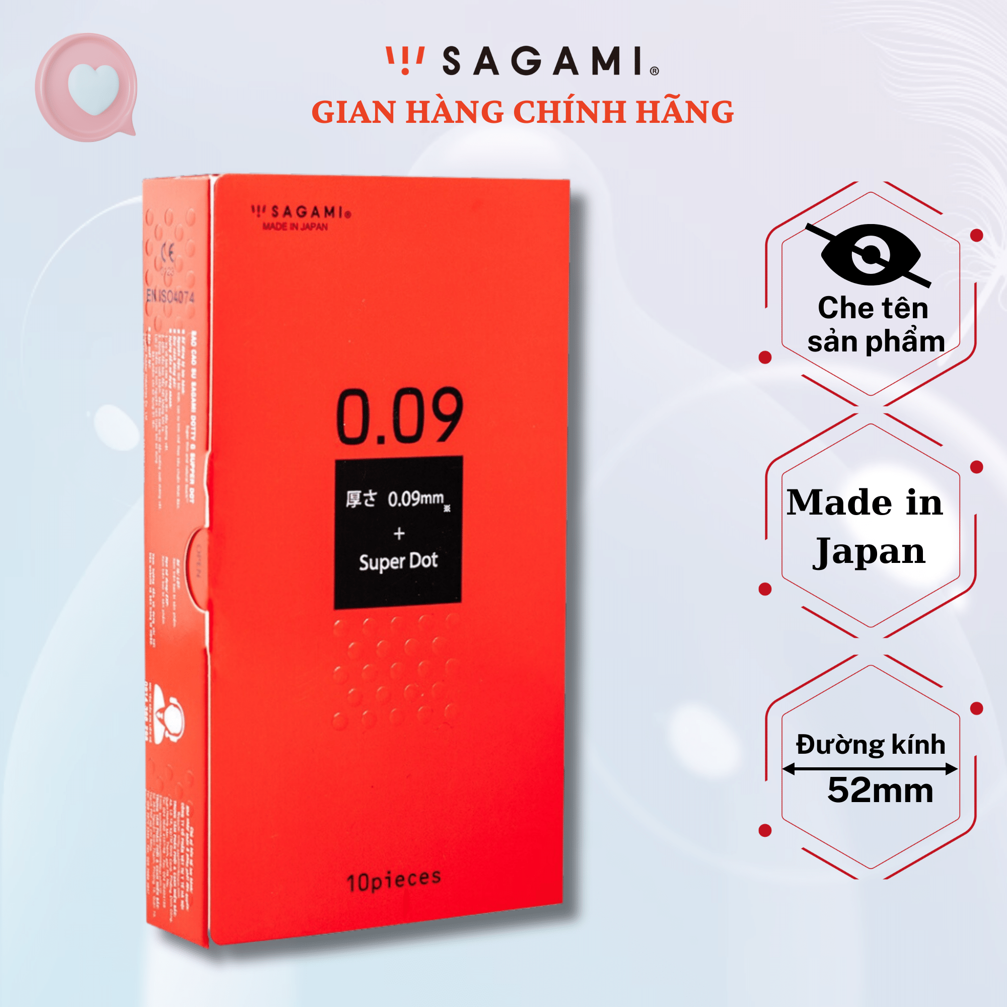 Bao cao su có gai Sagami Super Dots 0.09 (Hộp 10) - baocao su nam Dày