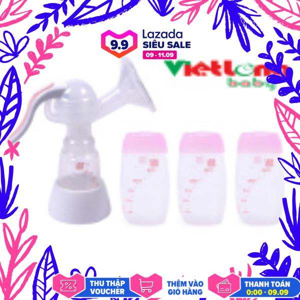 Bộ máy hút sữa bằng tay mezzo unimom um880052 + bộ 3 bình trữ sữa mẹ unimom um880045 150ml