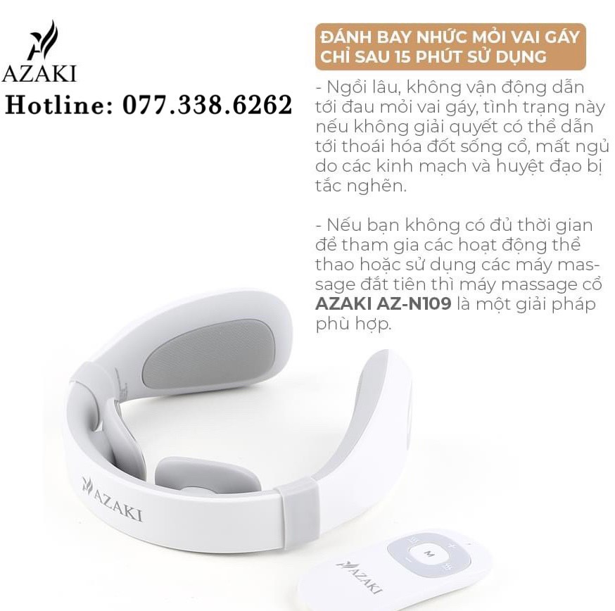 Máy massage vai gáy Azaki - Bảo hành chính hãng 12 tháng