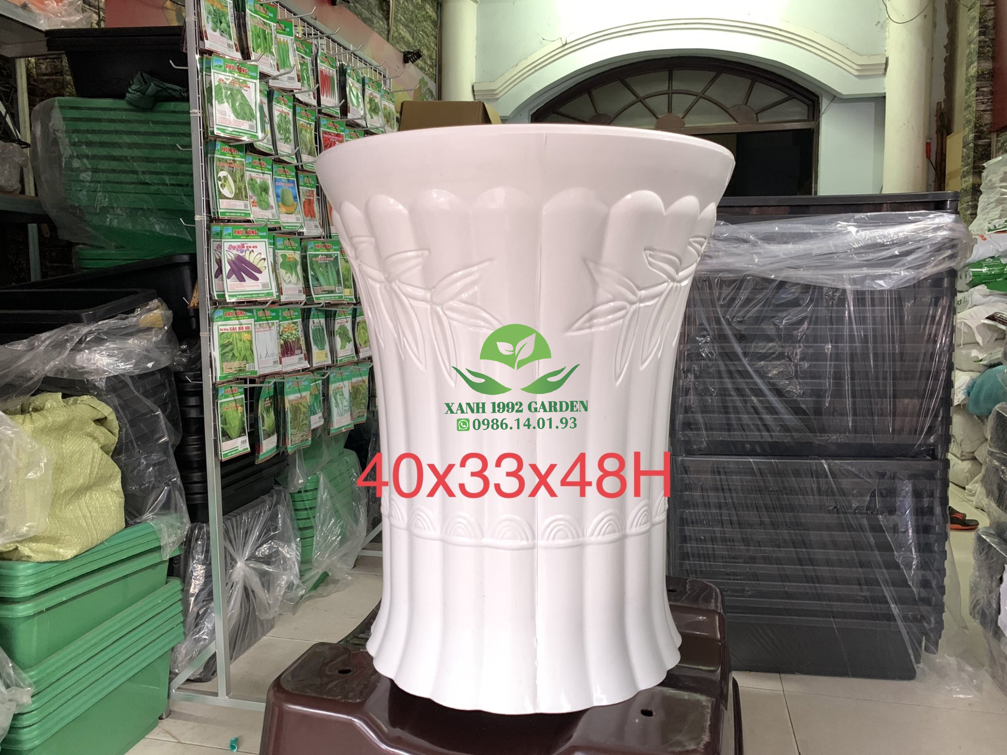 Chậu nhựa ống trúc dáng đứng - loại to - trồng cây lớn - kt: