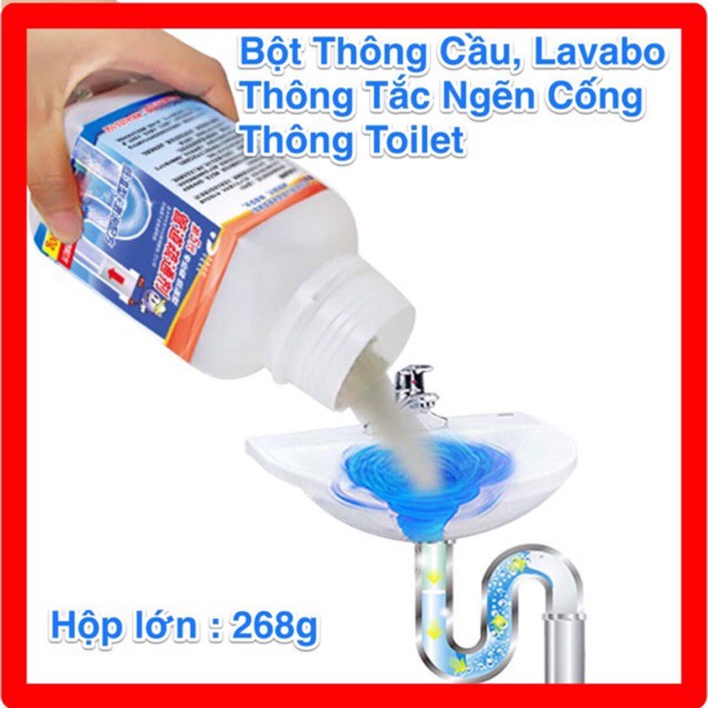 [HCM]BỘT THÔNG CỐNG & ỐNG THOÁT NƯỚC CỰC MẠNH CỰC NHANH HỦ LỚN 268G giải quyết tắc nghẽn đường ống do tóc & rác thải phân hủy thức ăn mảng bám lâu nắm gây nghẹt cầu cống thông bồn cầu lavabo toilet