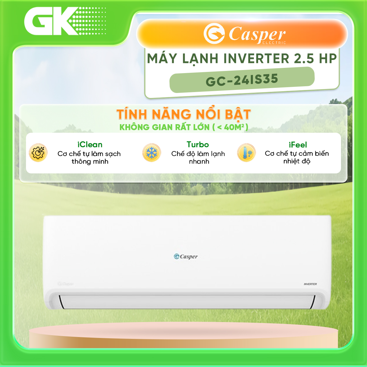 Máy lạnh Casper Inverter 2.5 HP GC-24IS35 - GIAO TOÀN QUỐC - FREESHIP HCM