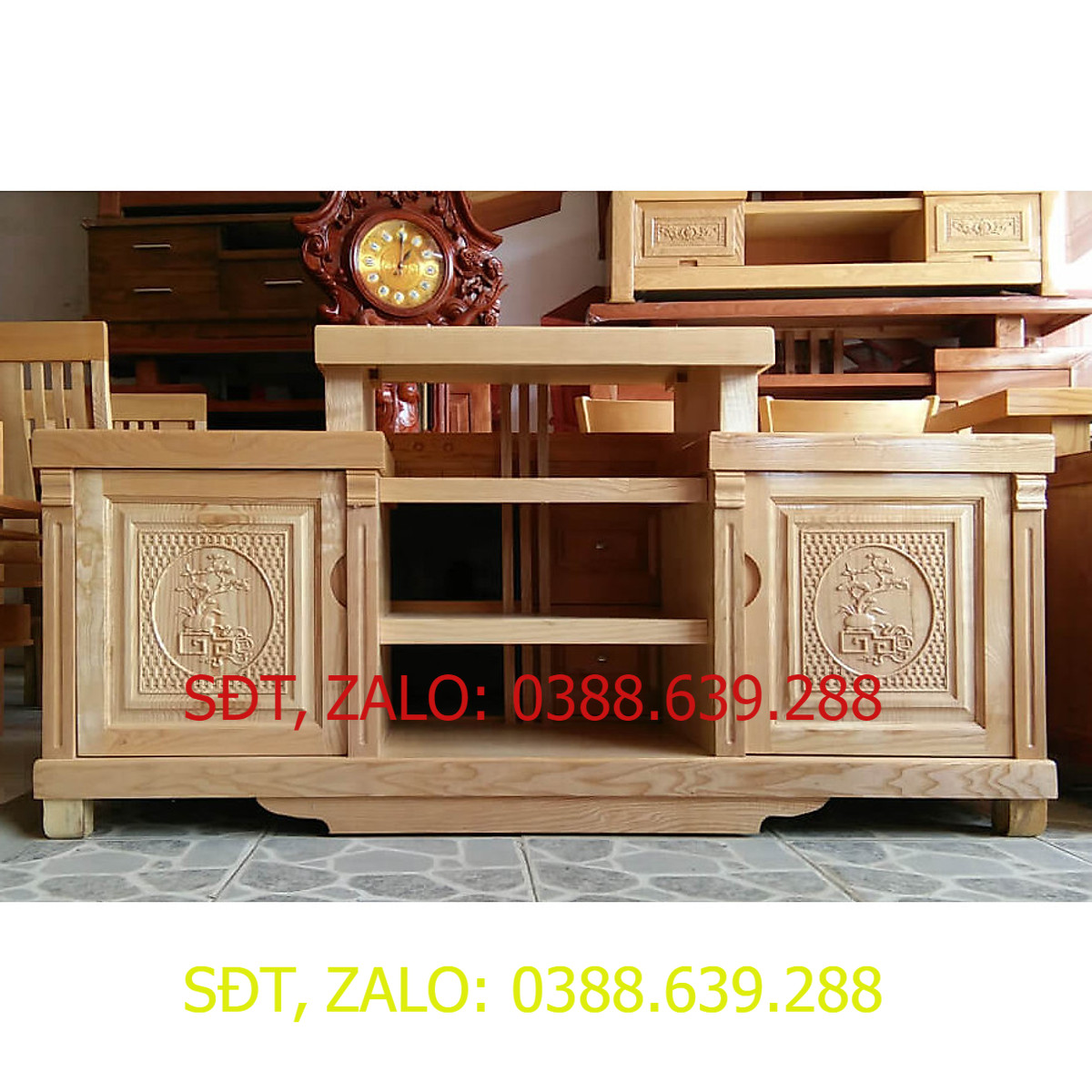 Kệ tivi gỗ sồi 1m6 kiểu mâm màu tự nhiên , tủ gỗ để tivi .