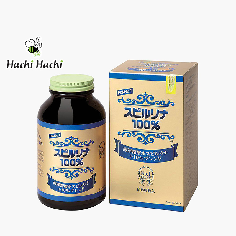 Tảo viên Spirulina vùng biển nước sâu, bổ sung dinh dưỡng Japan Algae 1500 viên - Hachi Hachi Japan Shop
