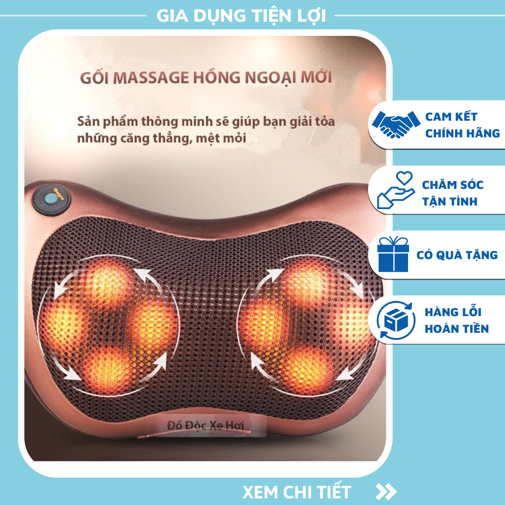 Gối massage hồng ngoại 8 bi, xoay 2 chiều hiện đại, massage toàn thân cổ lưng vai gáy, máy massage cổ vai gáy, máy mát xa cầm tay, gối massage cổ vai gáy, gối massage hồng ngoại, an toàn, hiệu quả