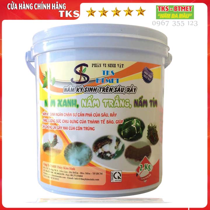 BTMET NẤM 3 MÀU Diệt Trừ Sâu, Rầy, Rệp Sáp, Sùng Đất Côn Trùng- Xô 2kg Bột Hòa Tan
