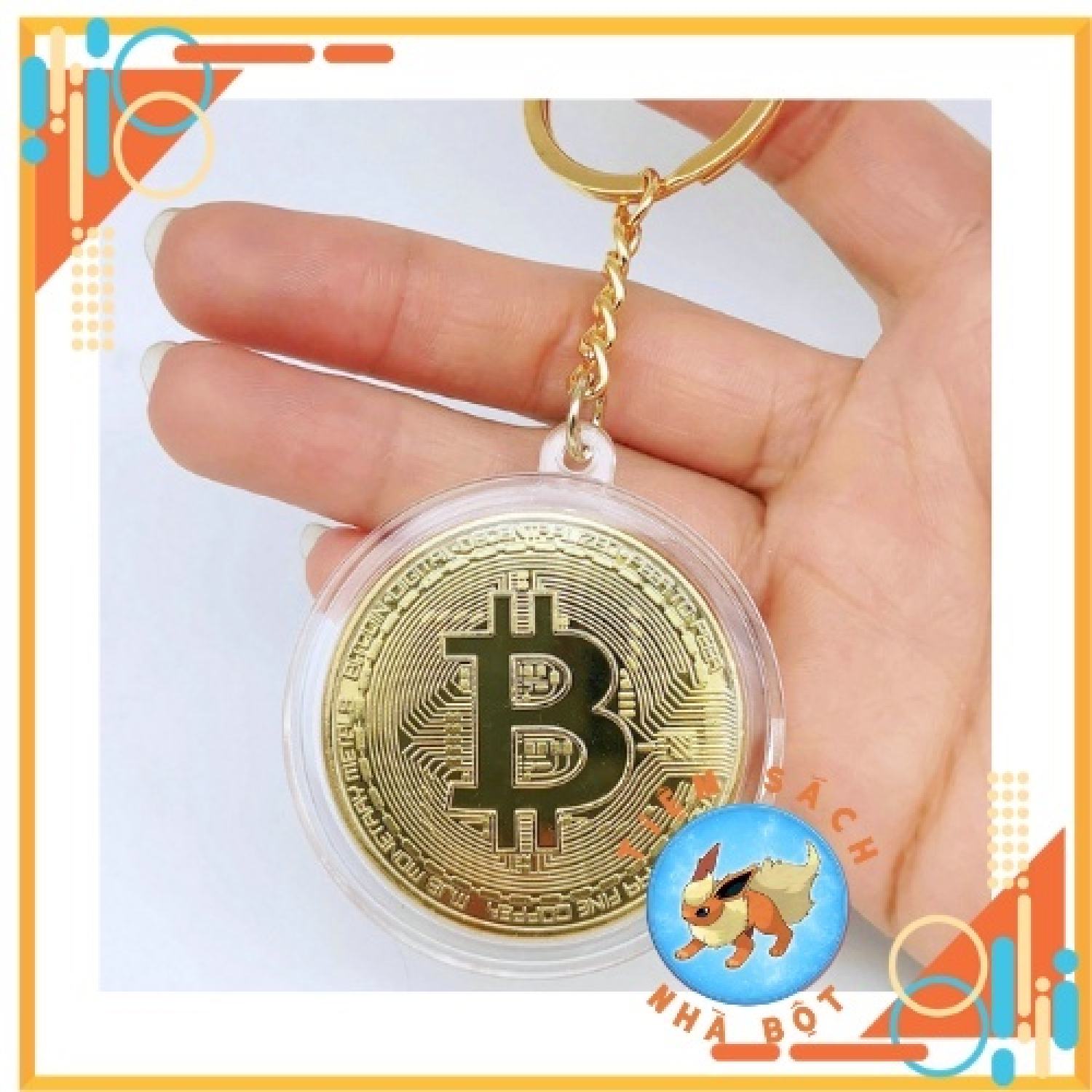 Móc khóa hình bitcoin, đồng tiềƞ số bitcoin lưu niệm được mạ vàng, mạ bạc siêu đẹp