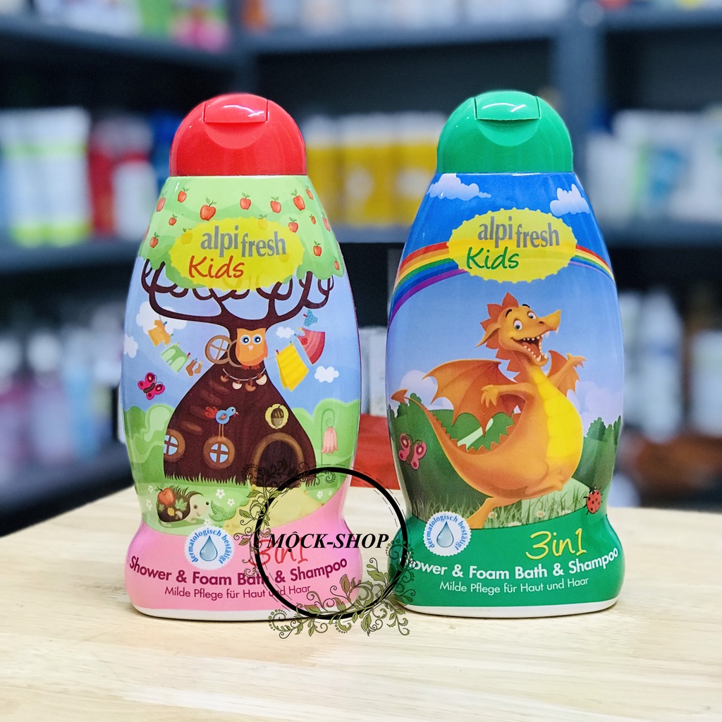 Sữa tắm gội toàn thân Alpi Fresh Kids 3in1 cho bé chiết xuất hoàn toàn từ tự nhiên hàng Đức