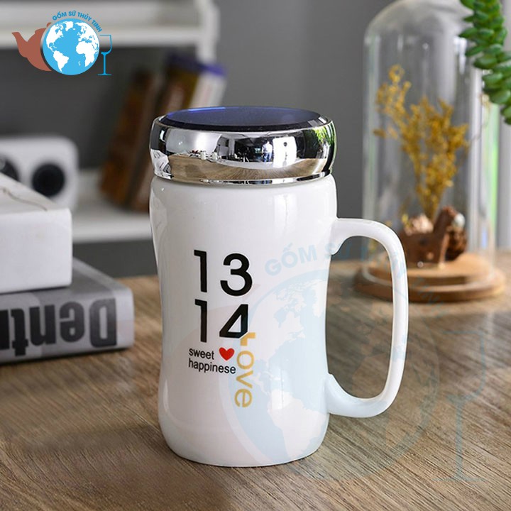 Ly uống nước - cốc uống nước tráng gương - ly giữ nhiệt bằng sứ có nắp đậy giữ nhiệt cao cấp – ly sứ nắp gương,